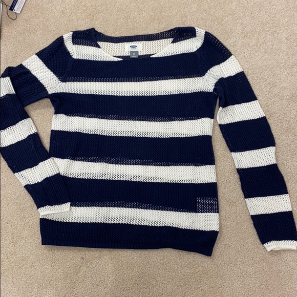 Loose weave Navy White Stripe sweater ❤️ - Picture 1 of 3